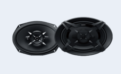 Front and back views of Sony speakers